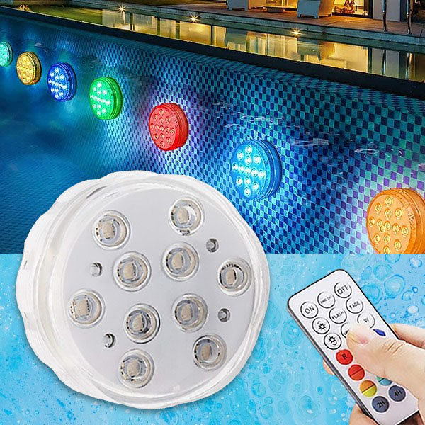 Set aus 4 wasserdichten RGB-Lichtern + Fernbedienung | AQUASHEIN