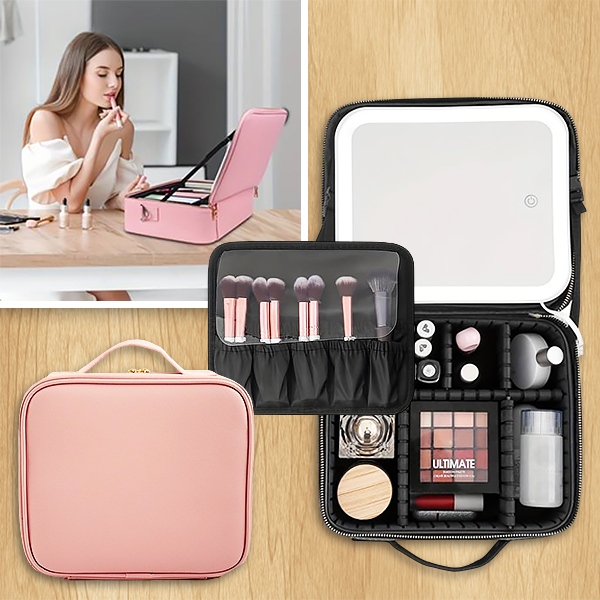 Reise-Make-up-Tasche mit LED-Spiegel | GLAMANIA