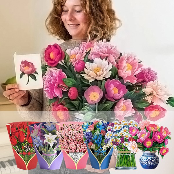 Nachhaltiger 3D-Blumenstrauß mit Grußkarte | PETALORA